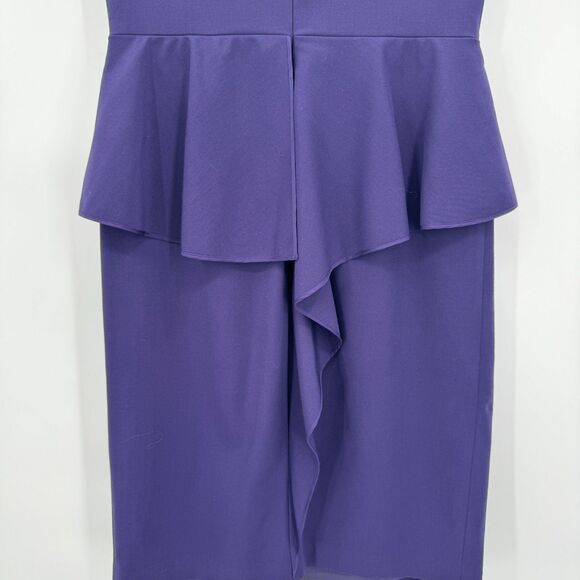ALBERTA FERRETTI Purple Boat Neck Peplum Ruffle Knee Length Dress Size 10 - Picture 7 of 11